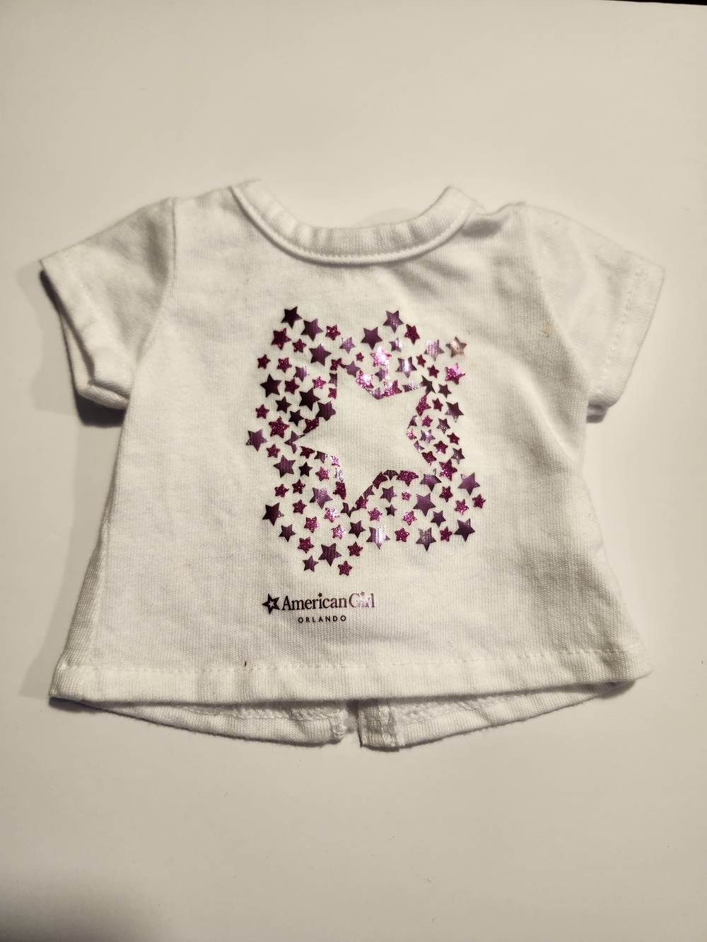 American Girl 18 Inch Doll White Tee with Pink Star Logo Design